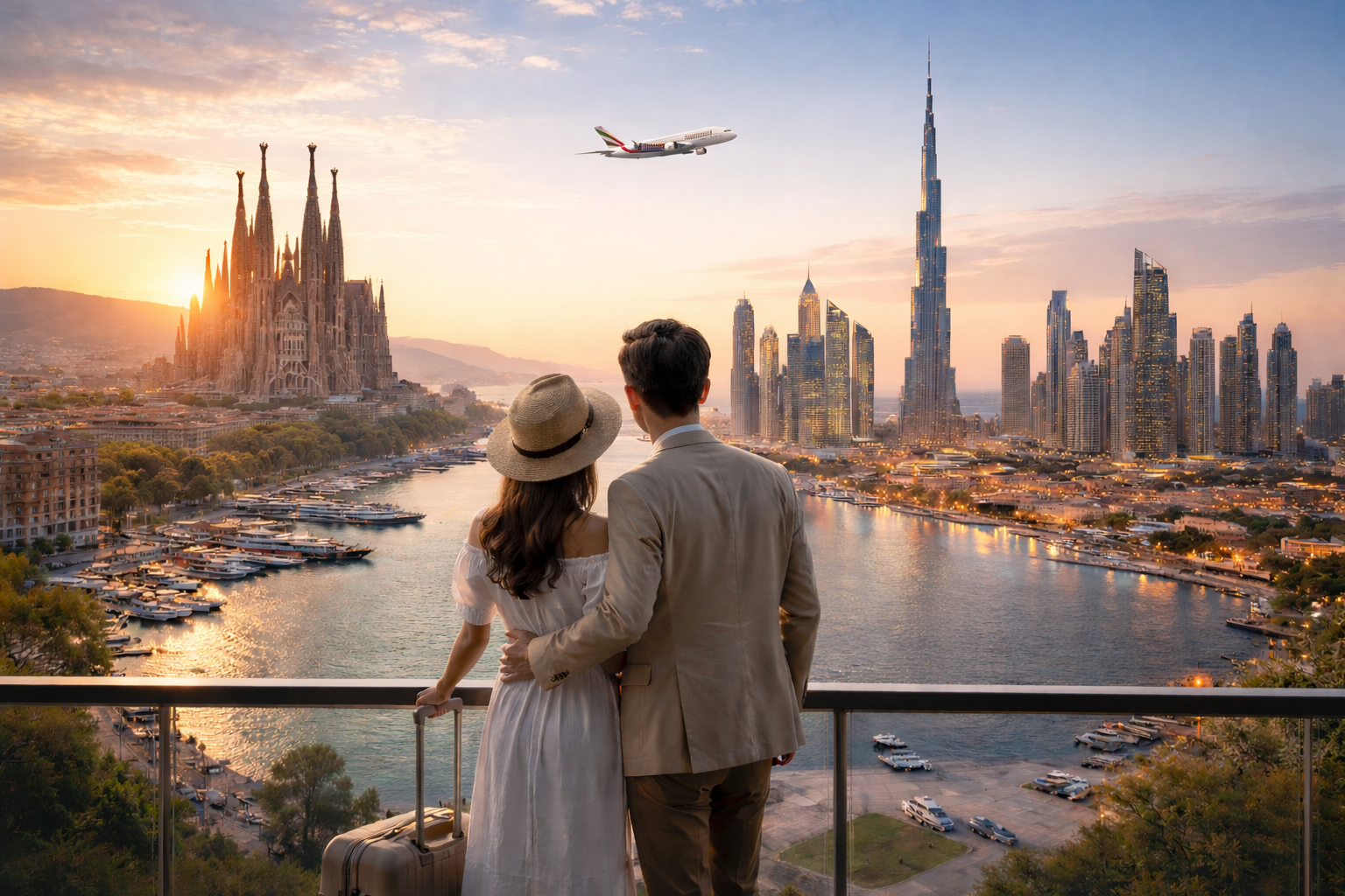 Round-trip flight from Dubai to Barcelona with Emirates