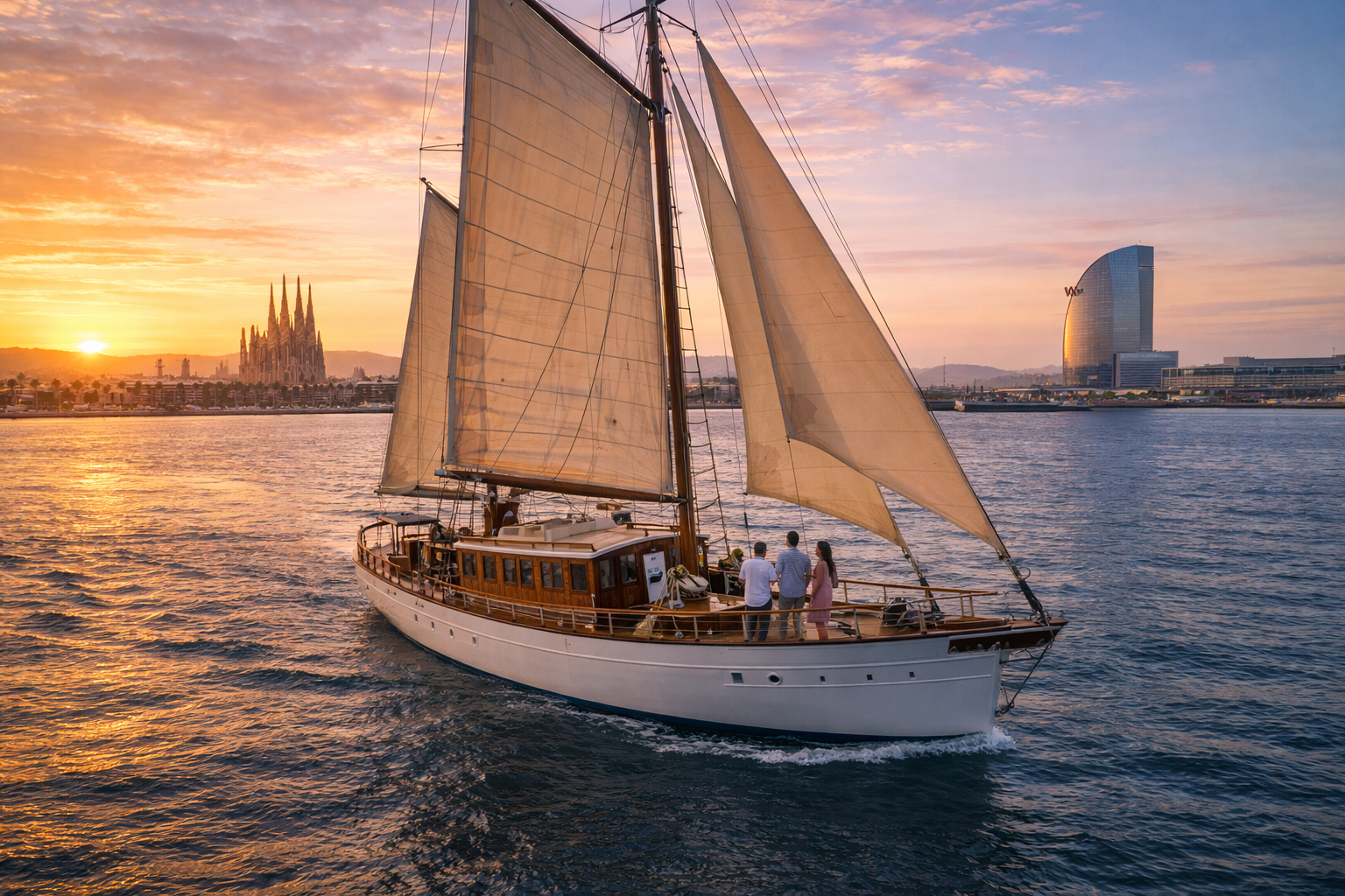 VIP Private Yacht & Barcelona Skyline